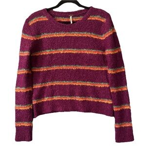 Free People Best Day Ever Alpaca Blend Fuzzy Stripe Sweater Small